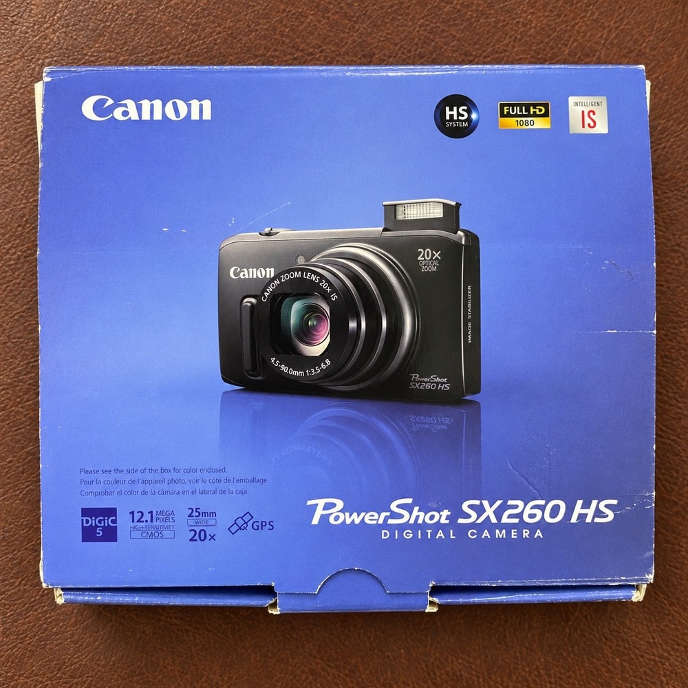 Canon PowerShot SX260 HS Digital Camera Black 20x Zoom 12.1MP GPS Full HD 1080p